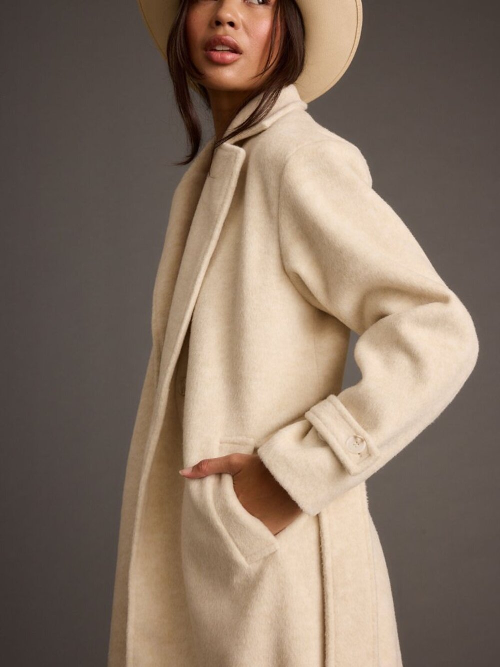 12th Tribe Sinclair Ivory Belted Coat Size MM